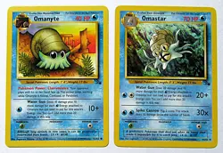 Omanyte and Omastar - Fossil Set - Vintage Pokemon Cards - 2 Card Lot - LP - Image 1