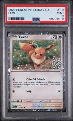 2025 Pokemon Holiday Calendar Eevee #133 Promo Card - PSA 9 - Image 1