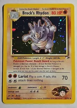 Brock’s Rhydon 2/132 Gym Heroes Holo Rare Pokemon Card ARMPIT SWIRL! - Image 1