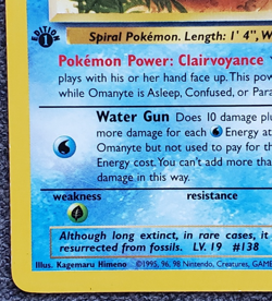 1st Edition Omanyte - Fossil - #52/62 - Vintage Pokemon Card 1999 WOTC - Image 5