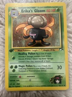 1st Edition Erika's Gloom Gym Heroes #45 Uncommon MP Condition WOTC Pokemon Card - Image 1