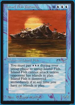 Island Fish Jasconius Arabian Nights PLD Blue Rare CARD (511081) ABUGames - Image 1