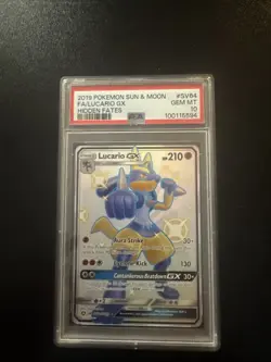 Pokemon 2019 SM Hidden Fates Lucario GX Shiny Vault Holo Rare SV64/SV94 PSA 10 - Image 1