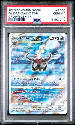 Darkrai Vstar GG50/GG70 PSA 10 GEM MINT Pokemon Sword Shield Crown Zenith - Image 1