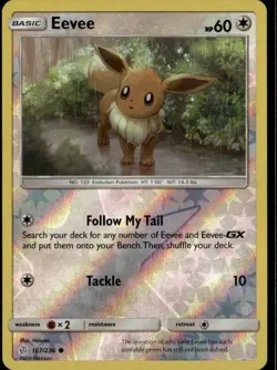Eevee - Common SM - Cosmic Eclipse 167/236 Colorless Reverse Holo Pokemon Card - Image 1