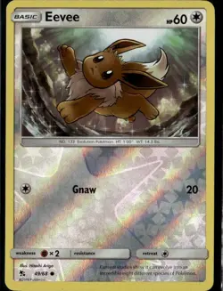 Eevee (49) Common Hidden Fates 49/68 Colorless Reverse Holo Pokemon Card - Image 1