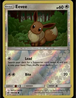 Eevee - Common SM - Cosmic Eclipse 166/236 Colorless Reverse Holo Pokemon Card - Image 1