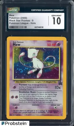 2000 Pokemon Black Star Promos #9 Mew Holo Pokemon League BSP CGC 10 GEM MINT - Image 1