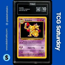 1999 POKEMON UNLIMITED #32/102 KADABRA UNCOMMON TAG 10 - Image 1