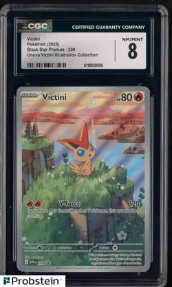 2025 Pokemon Black Star Promos #208 Victino Unova Illustration coll CGC 8 - Image 1