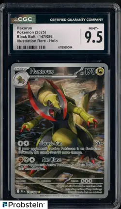 2025 Pokemon Black Bolt Illustration Rare #147/086 Haxorus Holo CGC 9.5 MINT+ - Image 1