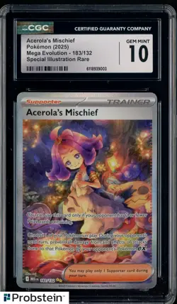 2025 Pokemon Mega Evolution #183/132 Acerola's Mischief SIR CGC 10 GEM MINT - Image 1