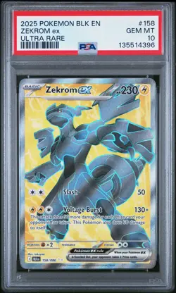 2025 POKEMON BLK EN-BLACK BOLT ULTRA RARE #158 ZEKROM EX PSA 10 - Image 1