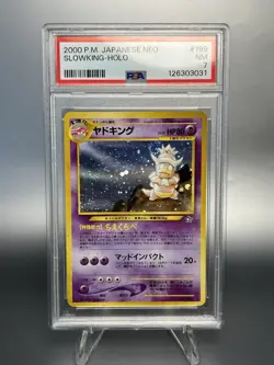 2000 Pokemon Neo Genesis #14 Slowking Holo PSA 7 NM Swirl - Image 1