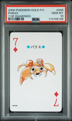 2000 POKEMON GOLD VERSION PLAYING CARDS 7 OF DIAMONDS #046 PARAS PSA 10 - Image 1