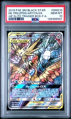 2019 POKEMON SM BLACK STAR PROMO FULL ART/MOLTRES & ZAPDOS & ARTICUNO GX PSA 10 - Image 1