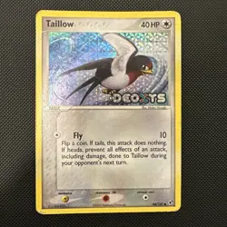 VINTAGE POKEMON 2005 TAILLOW 80/107 Ex DEOXYS - REVERSE HOLO -STAMPED - DAMAGED - Image 1