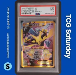 2016 POKEMON XY FATES COLLIDE #125/124 ALAKAZAM EX SECRET RARE PSA 9 - Image 1