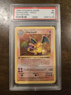 Charizard 1999 Base Set 1st Edition Shadowless Holo Pokemon Card PSA 7 NM - Image 1