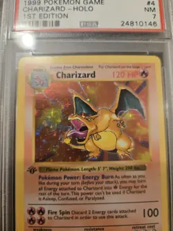 Charizard 1999 Base Set 1st Edition Shadowless Holo Pokemon Card PSA 7 NM - Image 3