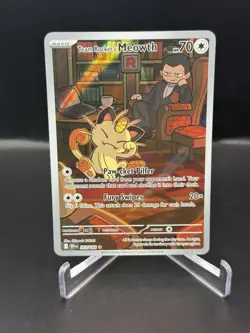 Pokemon TCG Team Rockets Meowth Card 203/182 Destined Rivals NM Full Art - Image 1