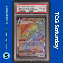 2021 POKEMON SWSH EVOLVING SKIES #217/203 RAYQUAZA VMAX SECRET RARE PSA 10 - Image 1