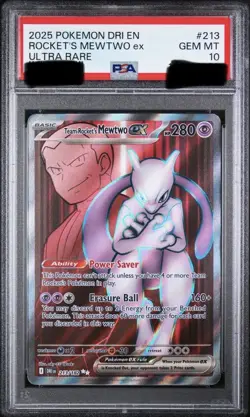 2025 Pokemon Dri En-Destined Rivals #213 Rocket'S Mewtwo Ex Ultra Rare PSA 10 - Image 1