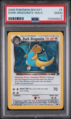 2000 POKEMON ROCKET #5 DARK DRAGONITE-HOLO PSA 2 - Image 1