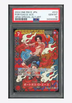 One Piece PSA 10 Portgas D Ace SP Alternate Art 2024 OP02-013 OP08 Japanese - Image 1