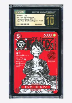 One Piece CGC10 PRISTINE Monkey D Luffy SR Promo 2025 ST21-014 Magazine Japanese - Image 1