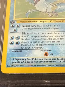 CGC 9 - MINT Articuno 1999 Fossil 1st Edition 2/62 Holo Pokemon Card - Image 4