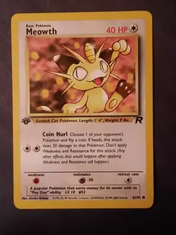 Pokemon Card Team Rocket 1st Edition Regular Finish Meowth 62/82 Vintage - Image 4