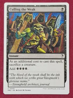 Magic The Gathering MYSTERY BOOSTER 2 MB2 CULLING THE WEAK black card MTG - Image 1