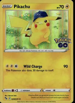 Pikachu (28) Holo Rare Pokemon GO 028/078 Lightning Holo Pokemon Card - Image 1
