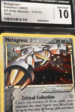 CGC 10 GEM MINT Metagross Gold Star EX Delta Species 113/113 Holo Pokemon Card - Image 3