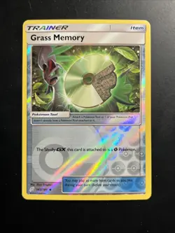 REVERSE HOLO Pokemon Card Sun & Moon Team Up Card Grass Memory 143/181 - Image 1