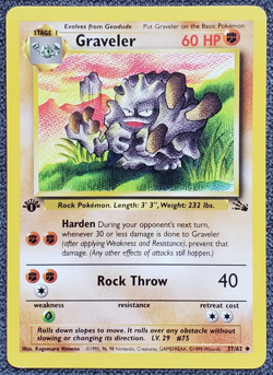 1st Edition Graveler - Fossil- #37/62 - Vintage Pokemon Card 1999 WOTC - Image 1