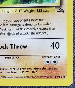1st Edition Graveler - Fossil- #37/62 - Vintage Pokemon Card 1999 WOTC - Image 4