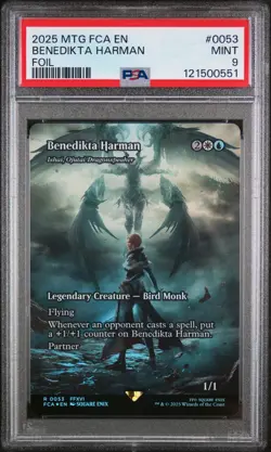 2025 MTG FINAL FANTASY THROUGH THE AGES FOIL #0053 BENEDIKTA HARMAN PSA 9 - Image 1