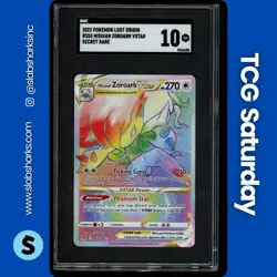 2022 POKEMON LOST ORIGIN #203/196 HISUIAN ZOROARK VSTAR RAINBOW RARE SGC 10 - Image 1