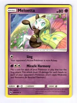 Meloetta SM - Lost Thunder #104 (2018) Rare NM Pokemon - Image 1