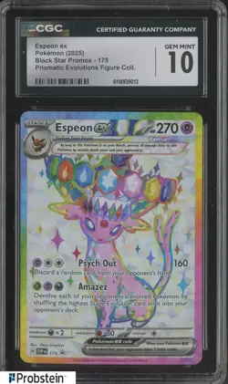 #3 2025 Pokemon SVP EN Promo Prismatic Evolutions Figure #175 Espeon ex CGC 10 - Image 1