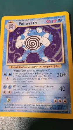 1999 Pokemon Base Set Poliwrath #13/102 Holo LP - Image 3