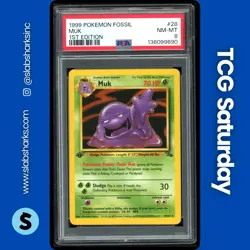 1999 POKEMON FOSSIL 1ST EDITION #28/62 MUK NON HOLO PSA 8 - Image 1