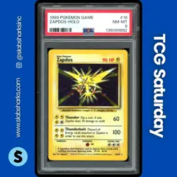 1999 POKEMON UNLIMITED #16/102 ZAPDOS HOLO RARE PSA 8 - Image 1