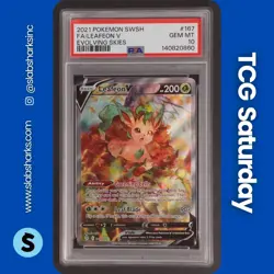 2021 POKEMON SWSH EVOLVING SKIES #167/203 LEAFEON V ALTERNATE FULL ART PSA 10 - Image 1