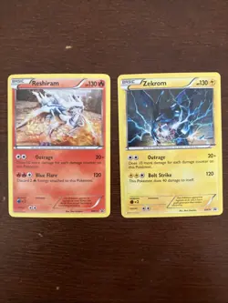 Pokemon TCG Reshiram BW23 & Zekrom BW24 Black Star Promo Set Of 2 LP - Image 1
