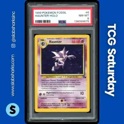 1999 POKEMON FOSSIL #6/62 HAUNTER HOLO RARE PSA 8 - Image 1