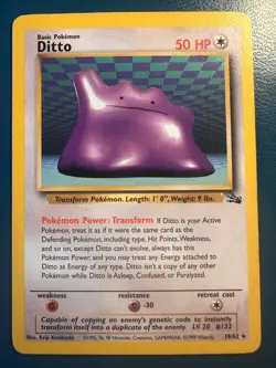 Pokemon TCG Ditto 18/62 Fossil Rare card Unlimited LP - Image 1
