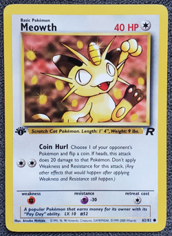 1st Edition Meowth - Team Rocket - #62/82 - Vintage Pokemon Card 2000 WOTC - Image 1